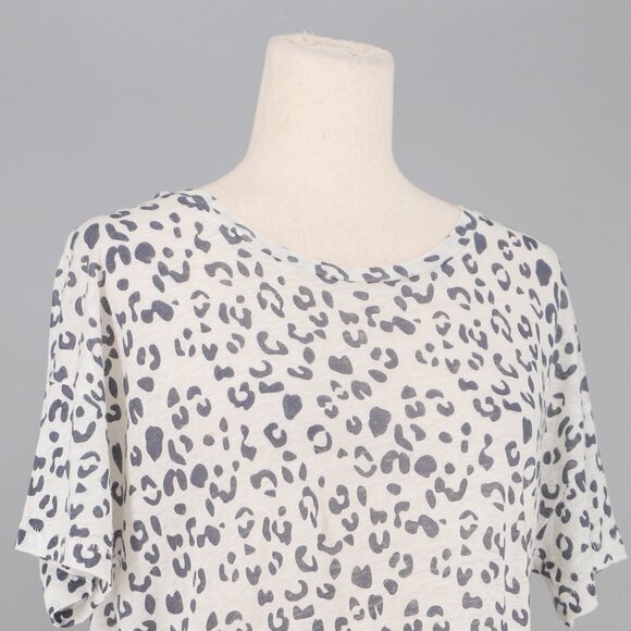 RAILS Roman Top Linen Blend in Snow Leopard Short Sleeves Size S - Picture 4 of 7